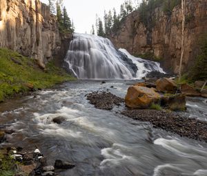 Preview wallpaper waterfall, splashes, stones, nature