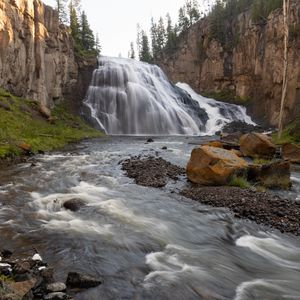 Preview wallpaper waterfall, splashes, stones, nature