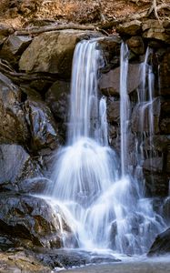 Preview wallpaper waterfall, splashes, stones, wet