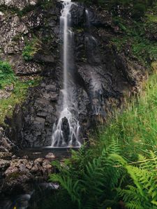 Preview wallpaper waterfall, splashes, water, stones, rock