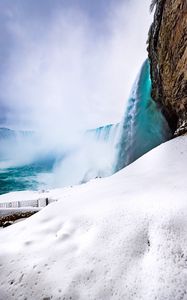 Preview wallpaper waterfall, spray, foam, snow