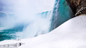 Preview wallpaper waterfall, spray, foam, snow