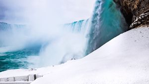 Preview wallpaper waterfall, spray, foam, snow
