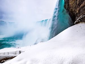 Preview wallpaper waterfall, spray, foam, snow