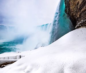 Preview wallpaper waterfall, spray, foam, snow