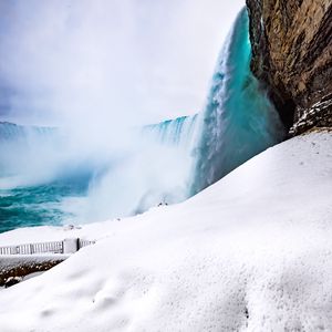 Preview wallpaper waterfall, spray, foam, snow