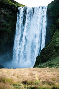 Preview wallpaper waterfall, spray, grass