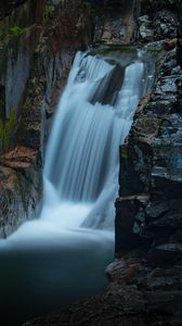 Preview wallpaper waterfall, spray, rocks, course