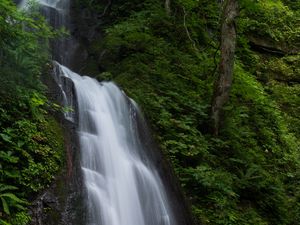 Preview wallpaper waterfall, spray, stream, rock