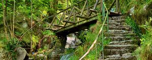 Preview wallpaper waterfall, steps, bridge, stairs, stones