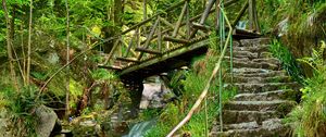 Preview wallpaper waterfall, steps, bridge, stairs, stones