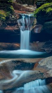 Preview wallpaper waterfall, stone, moss, landscape