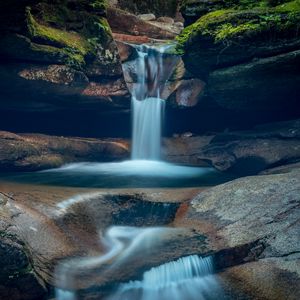 Preview wallpaper waterfall, stone, moss, landscape