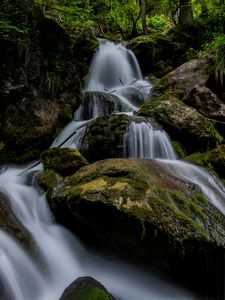 Preview wallpaper waterfall, stones, blocks, stream