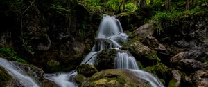 Preview wallpaper waterfall, stones, blocks, stream