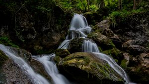 Preview wallpaper waterfall, stones, blocks, stream