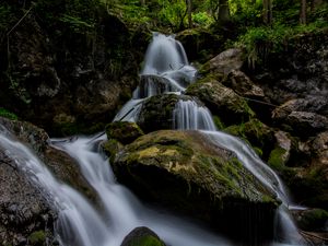 Preview wallpaper waterfall, stones, blocks, stream