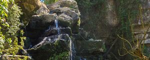 Preview wallpaper waterfall, stones, branches, nature