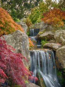 Preview wallpaper waterfall, stones, cascade, nature