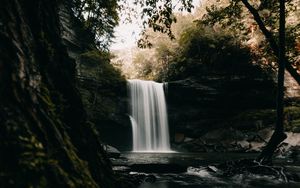 Preview wallpaper waterfall, stones, course, cliff