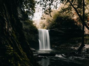 Preview wallpaper waterfall, stones, course, cliff