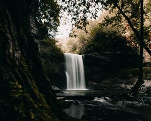 Preview wallpaper waterfall, stones, course, cliff