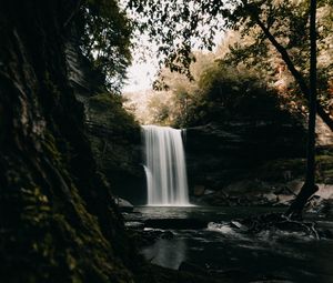 Preview wallpaper waterfall, stones, course, cliff