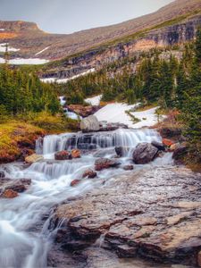 Preview wallpaper waterfall, stones, current