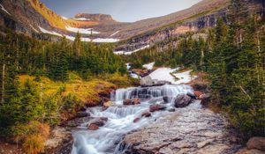 Preview wallpaper waterfall, stones, current