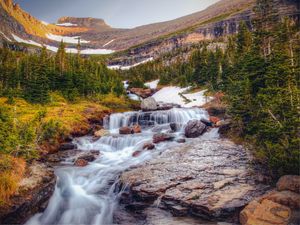 Preview wallpaper waterfall, stones, current