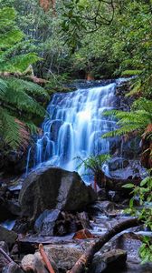 Preview wallpaper waterfall, stones, forest, moss