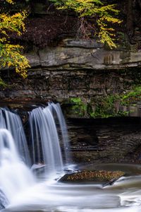 Preview wallpaper waterfall, stones, landscape, nature, long exposure