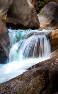 Preview wallpaper waterfall, stones, landscape, nature