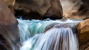 Preview wallpaper waterfall, stones, landscape, nature