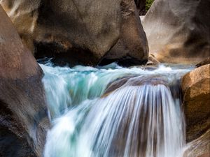 Preview wallpaper waterfall, stones, landscape, nature