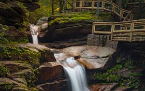 Preview wallpaper waterfall, stones, long exposure