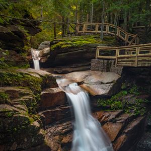Preview wallpaper waterfall, stones, long exposure