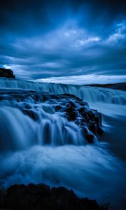 Preview wallpaper waterfall, stones, long exposure, nature