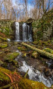 Preview wallpaper waterfall, stones, moss, trees, nature