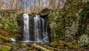 Preview wallpaper waterfall, stones, moss, trees, nature