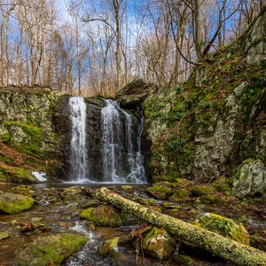 Preview wallpaper waterfall, stones, moss, trees, nature