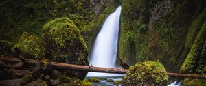 Preview wallpaper waterfall, stones, moss, current, river