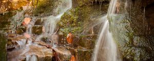 Preview wallpaper waterfall, stones, moss, nature