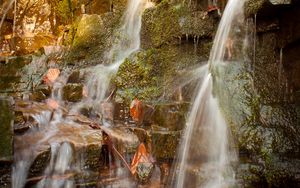 Preview wallpaper waterfall, stones, moss, nature