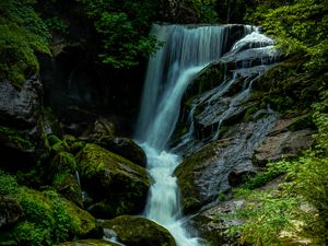 Preview wallpaper waterfall, stones, moss, landscape