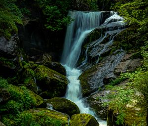 Preview wallpaper waterfall, stones, moss, landscape