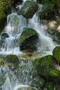 Preview wallpaper waterfall, stones, moss, nature, cascade