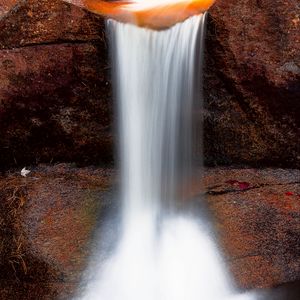 Preview wallpaper waterfall, stones, nature, long exposure