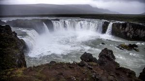 Preview wallpaper waterfall, stones, nature, landscape