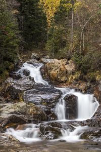 Preview wallpaper waterfall, stones, nature, water, long exposure